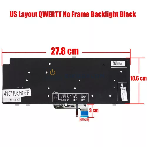 Dell Latitude 14 7450 / 16 7650 / 7340 / 7430 / 7440 / 7640 gyári billentyűzet (US kiosztás), fekete