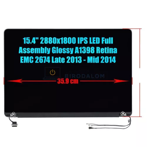 Apple MacBook Pro 15 A1398 15.4" WQXGA+ IPS Retina kijelző, 12 pin (LSN154YL01001) – Mid 2013, 2014