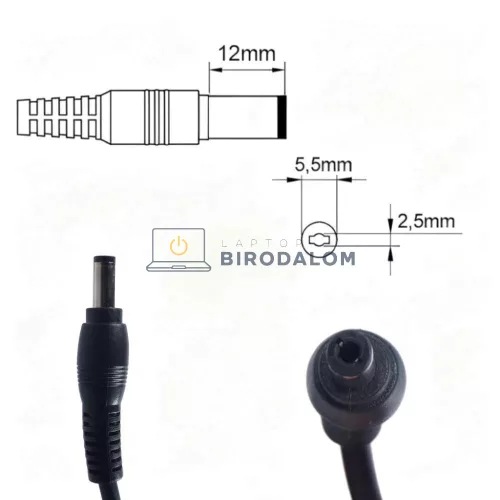 Toshiba 19V 3.95A (75W) 5.5x2.5mm OEM laptop töltő – C660, C855, L775, Satellite sorozat