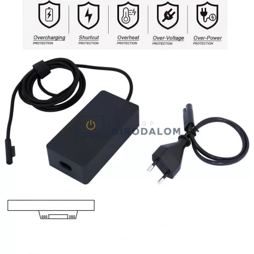Microsoft Surface 15V 6.33A (102W) OEM laptop töltő – Surface Pro 3–7, Surface Book 2, Surface Go, S