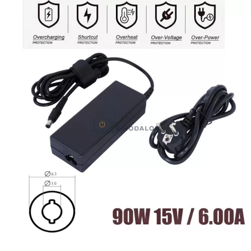 Toshiba 90W (15V 6A, 6.3x3.0mm) OEM laptop töltő – Satellite, Qosmio, Dynabook