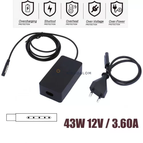 Microsoft Surface 12V 3.6A (43W) OEM laptop töltő – Surface RT, Pro 1/2, Surface 2