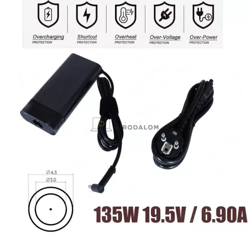 HP 19.5V 6.9A 135W 4.5x3.0mm OEM laptop töltő (Omen 15, Omen 17, Pavilion Gaming 15, Spectre x360 15)