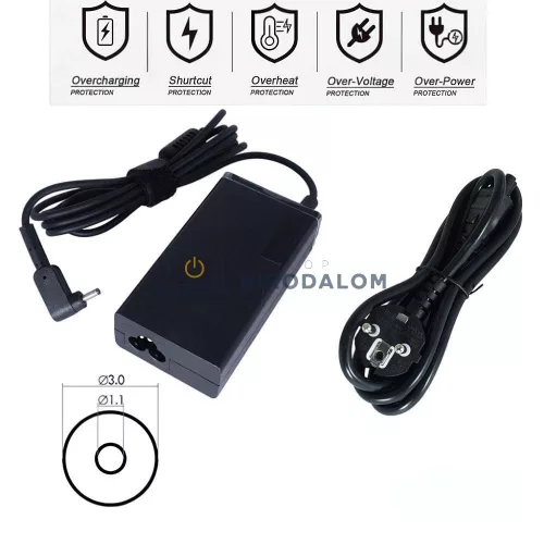 Acer Aspire 3, S3, S5, S7, R5, R7 sorozat 65W OEM laptop töltő, 19V 3.42A, 3.0x1.1mm