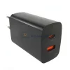 GaN 65W USB-C + USB-A gyors töltő adapter (iPhone, MacBook, Samsung, Huawei, tablet, fekete)
