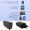 GaN 65W USB-C + USB-A gyors töltő adapter (iPhone, MacBook, Samsung, Huawei, tablet, fekete)