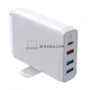 GaN 4 portos 75W utazó OEM gyors-töltő (1x USB-C + 3x USB-A, fehér) – Apple, Samsung, Nintendo