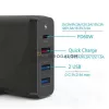 GaN 4 portos 75W utazó OEM gyors-töltő (1x USB-C + 3x USB-A, fekete) – Apple, HP, Samsung, Huawei, D