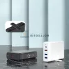 GaN 4 portos 75W utazó OEM gyors-töltő (1x USB-C + 3x USB-A, fekete) – Apple, HP, Samsung, Huawei, D