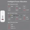 Apple, Samsung, Dell, HP 100W GaN 3 portos (2×USB-C + 1×USB-A) OEM gyors töltő, fehér