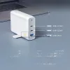 GaN 140W 3-portos (2× USB-C + 1× USB-A) univerzális laptop töltő, fehér