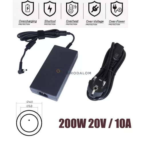 MSI 20V 10A (200W) 4.5x3.0mm OEM laptop töltő