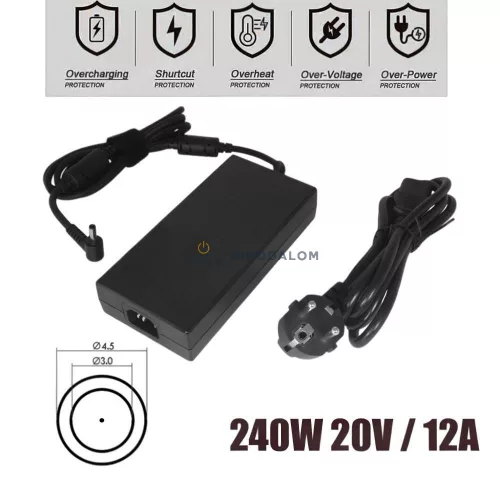 MSI / Gigabyte 20V 12A 240W OEM laptop töltő (4,5x3,0mm)