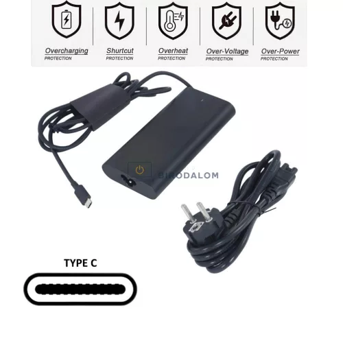Dell 28V 5.89A (165W) USB Type-C GaN OEM laptop töltő – Alienware x14 / Latitude 5340 / 5540 / Chromebook 3380
