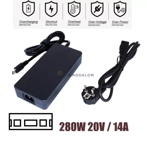 MSI 20V 14A (280W) 12*0.7 Rectangle Square OEM laptop töltő