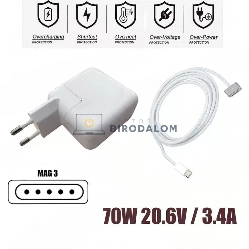 Apple MacBook Air/Pro (70W) OEM laptop töltő – USB-C / MagSafe 3, fekete