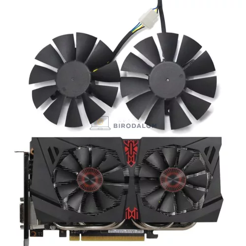 Asus STRIX GTX 750Ti, GTX 950, GTX 960, GTX 1050, GTX 1060, R9 285, R9 370 GPU hűtőventilátor (Fan B, 4 pin, 75MM)