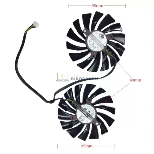 MSI GTX 1060, GTX 1070, GTX 1080, RX480, RX580, R9 380, R9 390 GPU hűtőventilátor (4 pin, 95mm) (PLD10010S12HH)