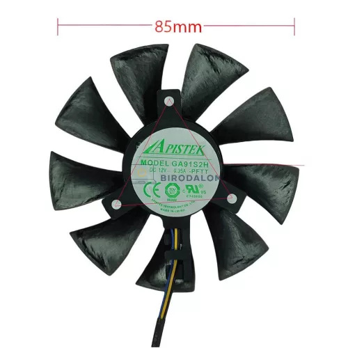 Zotac GeForce GTX 1060 Mini, GTX 1070 Mini GPU hűtőventilátor 85mm (GA91S2H-PFΤΤ, GFY09010E12SPA)