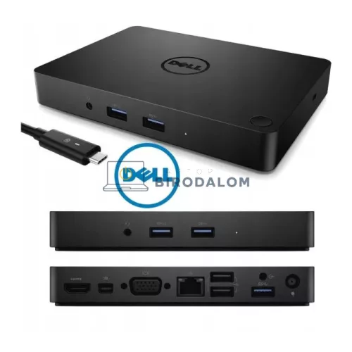 Dell WD15 USB-C használt dokkoló (HDMI, miniDisplayPort, VGA, LAN, USB), gyári 130W töltővel
